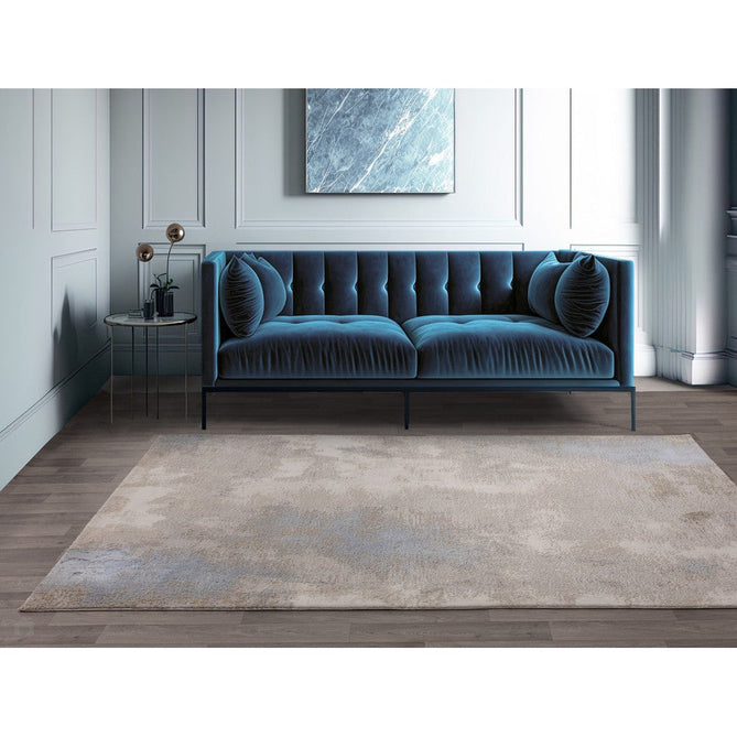 Stellar ST05 Modern Abstract Distressed Shimmer Hi-Low Textured Smooth Soft-Touch Polyblend Short Pile Blue/Grey/Cream/Beige Rug-Asiatic Carpets-Rug Love - The Most Loved Rug Store