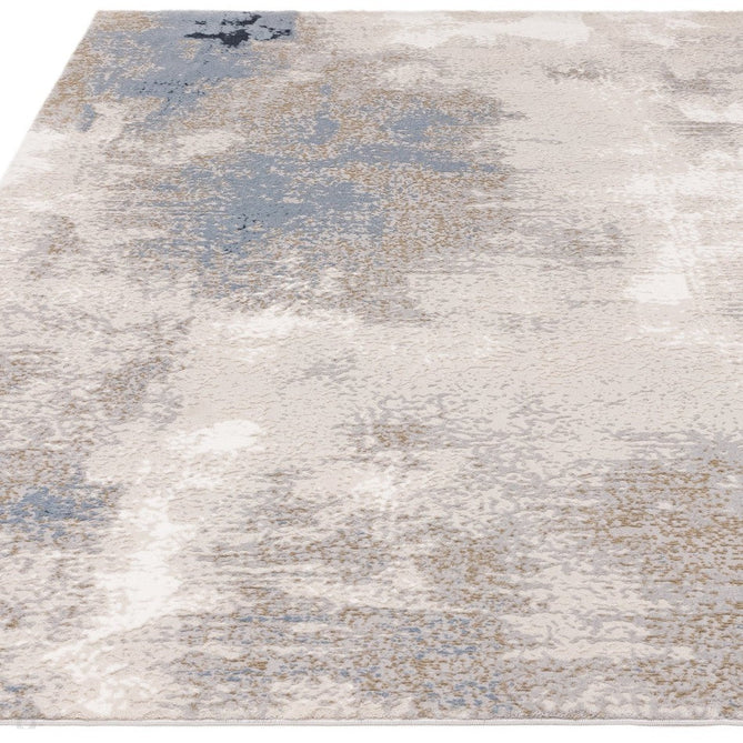 Stellar ST05 Modern Abstract Distressed Shimmer Hi-Low Textured Smooth Soft-Touch Polyblend Short Pile Blue/Grey/Cream/Beige Rug-Asiatic Carpets-Rug Love - The Most Loved Rug Store