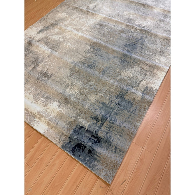 Stellar ST05 Modern Abstract Distressed Shimmer Hi-Low Textured Smooth Soft-Touch Polyblend Short Pile Blue/Grey/Cream/Beige Rug-Asiatic Carpets-Rug Love - The Most Loved Rug Store