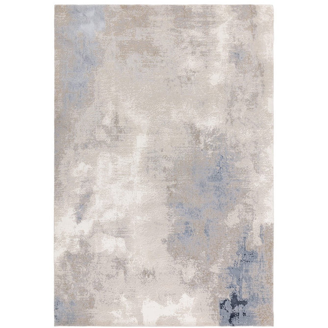 Stellar ST05 Modern Abstract Distressed Shimmer Hi-Low Textured Smooth Soft-Touch Polyblend Short Pile Blue/Grey/Cream/Beige Rug-Asiatic Carpets-Rug Love - The Most Loved Rug Store