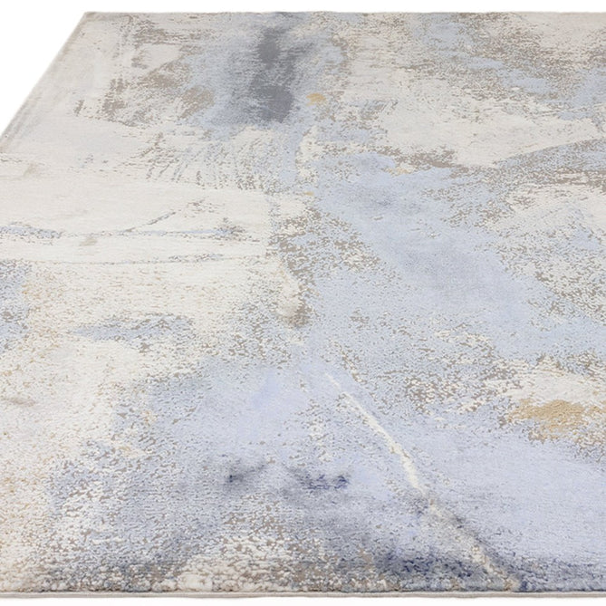Stellar ST06 Modern Abstract Distressed Metallic Shimmer Hi-Low Textured Smooth Soft-Touch Polyester Low Profile Short Pile Blue/Grey/Cream/Beige Rug-Asiatic Carpets-Rug Love - The Most Loved Rug Store