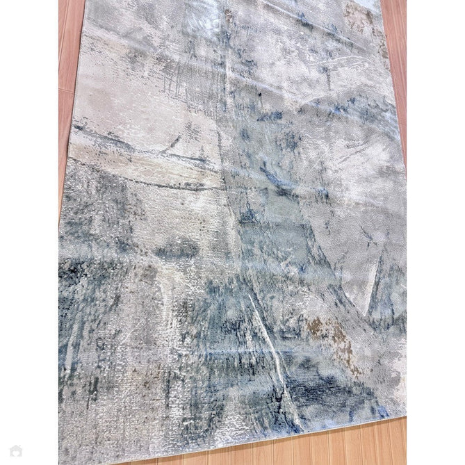 Stellar ST06 Modern Abstract Distressed Metallic Shimmer Hi-Low Textured Smooth Soft-Touch Polyester Low Profile Short Pile Blue/Grey/Cream/Beige Rug-Asiatic Carpets-Rug Love - The Most Loved Rug Store