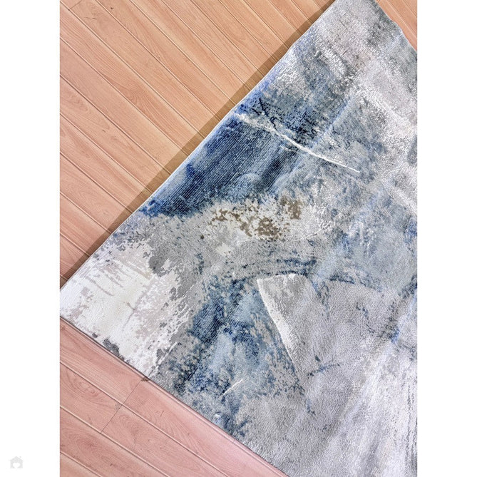 Stellar ST06 Modern Abstract Distressed Metallic Shimmer Hi-Low Textured Smooth Soft-Touch Polyester Low Profile Short Pile Blue/Grey/Cream/Beige Rug-Asiatic Carpets-Rug Love - The Most Loved Rug Store
