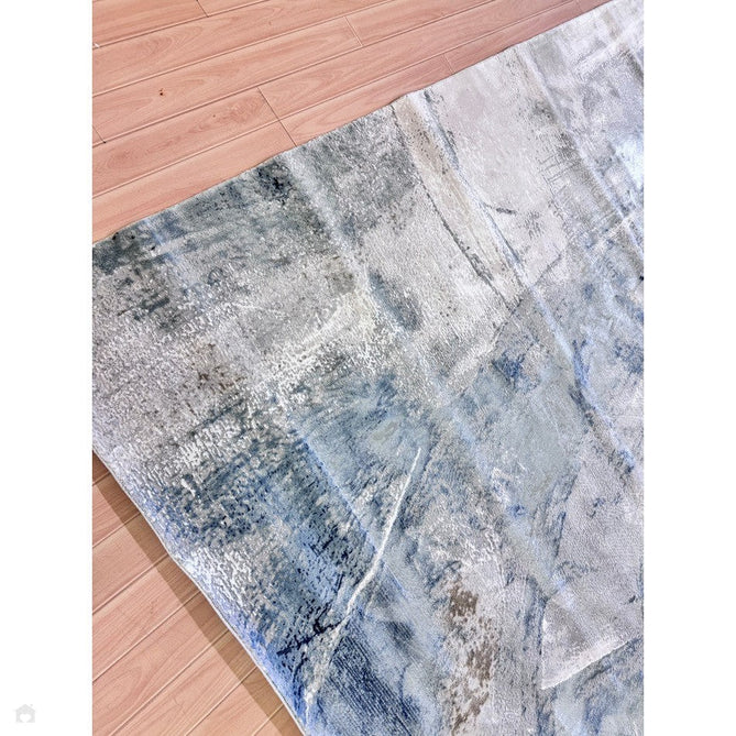 Stellar ST06 Modern Abstract Distressed Metallic Shimmer Hi-Low Textured Smooth Soft-Touch Polyester Low Profile Short Pile Blue/Grey/Cream/Beige Rug-Asiatic Carpets-Rug Love - The Most Loved Rug Store
