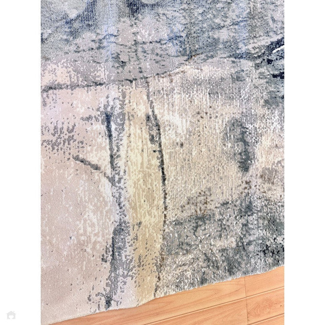 Stellar ST06 Modern Abstract Distressed Metallic Shimmer Hi-Low Textured Smooth Soft-Touch Polyester Low Profile Short Pile Blue/Grey/Cream/Beige Rug-Asiatic Carpets-Rug Love - The Most Loved Rug Store