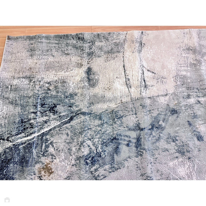 Stellar ST06 Modern Abstract Distressed Metallic Shimmer Hi-Low Textured Smooth Soft-Touch Polyester Low Profile Short Pile Blue/Grey/Cream/Beige Rug-Asiatic Carpets-Rug Love - The Most Loved Rug Store
