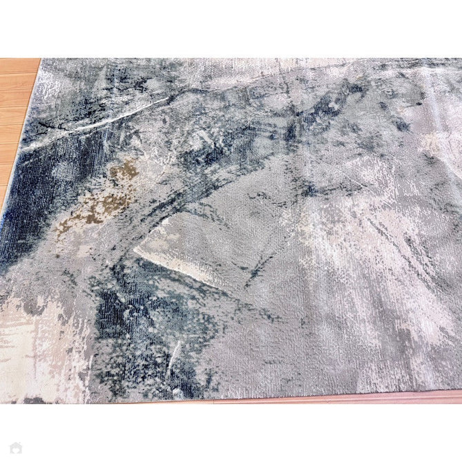 Stellar ST06 Modern Abstract Distressed Metallic Shimmer Hi-Low Textured Smooth Soft-Touch Polyester Low Profile Short Pile Blue/Grey/Cream/Beige Rug-Asiatic Carpets-Rug Love - The Most Loved Rug Store