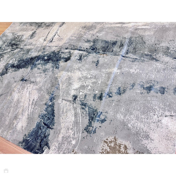 Stellar ST06 Modern Abstract Distressed Metallic Shimmer Hi-Low Textured Smooth Soft-Touch Polyester Low Profile Short Pile Blue/Grey/Cream/Beige Rug-Asiatic Carpets-Rug Love - The Most Loved Rug Store