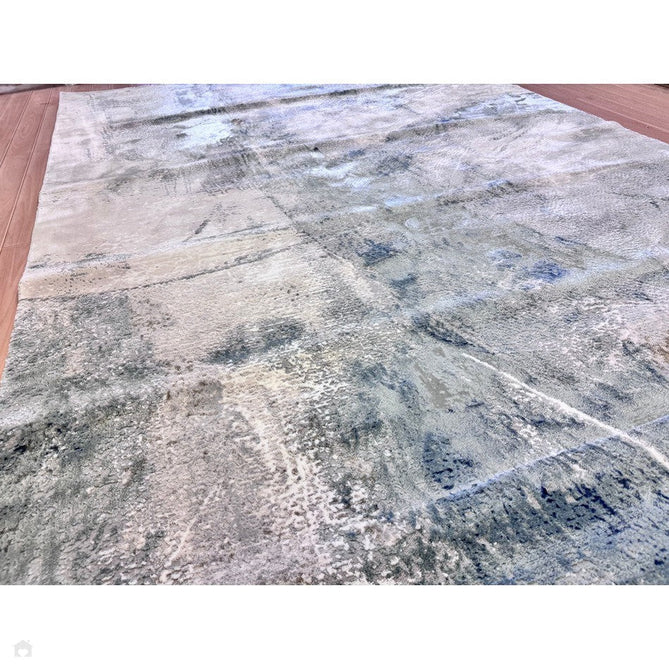 Stellar ST06 Modern Abstract Distressed Metallic Shimmer Hi-Low Textured Smooth Soft-Touch Polyester Low Profile Short Pile Blue/Grey/Cream/Beige Rug-Asiatic Carpets-Rug Love - The Most Loved Rug Store