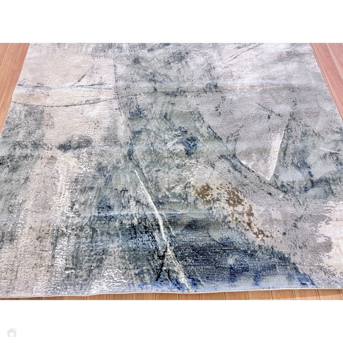 Stellar ST06 Modern Abstract Distressed Metallic Shimmer Hi-Low Textured Smooth Soft-Touch Polyester Low Profile Short Pile Blue/Grey/Cream/Beige Rug-Asiatic Carpets-Rug Love - The Most Loved Rug Store