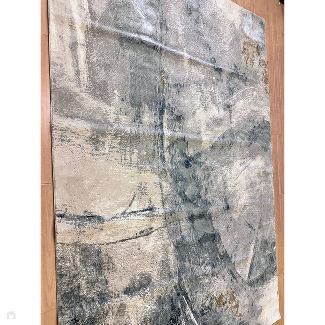 Stellar ST06 Modern Abstract Distressed Shimmer Hi-Low Textured Smooth Soft-Touch Polyblend Short Pile Blue/Grey/Cream/Beige Rug-Asiatic Carpets-Rug Love - The Most Loved Rug Store