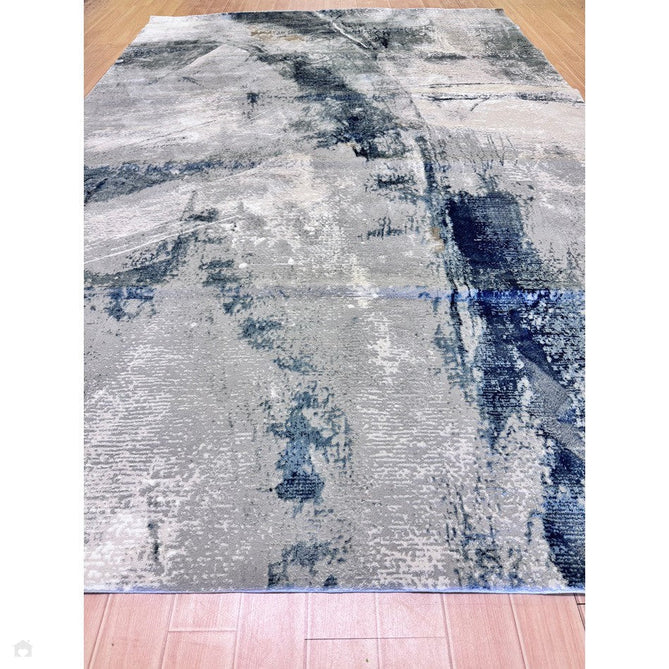 Stellar ST06 Modern Abstract Distressed Shimmer Hi-Low Textured Smooth Soft-Touch Polyblend Short Pile Blue/Grey/Cream/Beige Rug-Asiatic Carpets-Rug Love - The Most Loved Rug Store