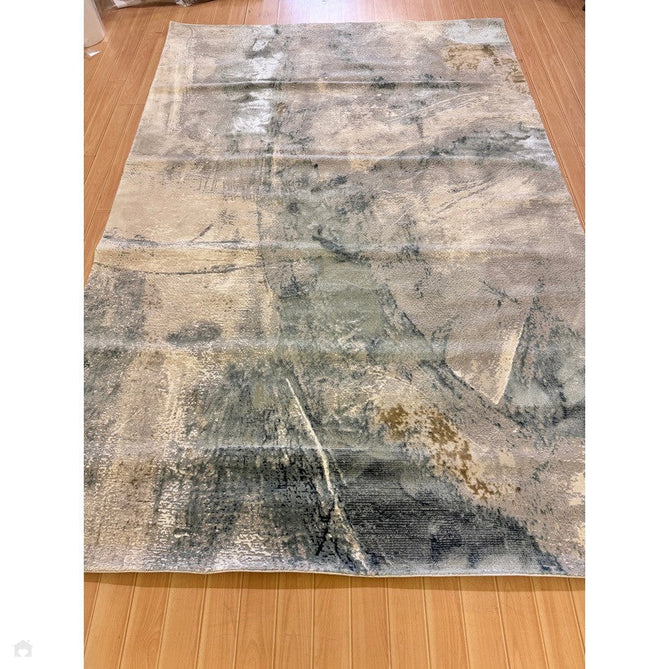 Stellar ST06 Modern Abstract Distressed Shimmer Hi-Low Textured Smooth Soft-Touch Polyblend Short Pile Blue/Grey/Cream/Beige Rug-Asiatic Carpets-Rug Love - The Most Loved Rug Store