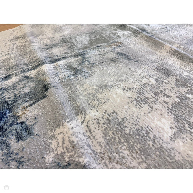 Stellar ST06 Modern Abstract Distressed Shimmer Hi-Low Textured Smooth Soft-Touch Polyblend Short Pile Blue/Grey/Cream/Beige Rug-Asiatic Carpets-Rug Love - The Most Loved Rug Store