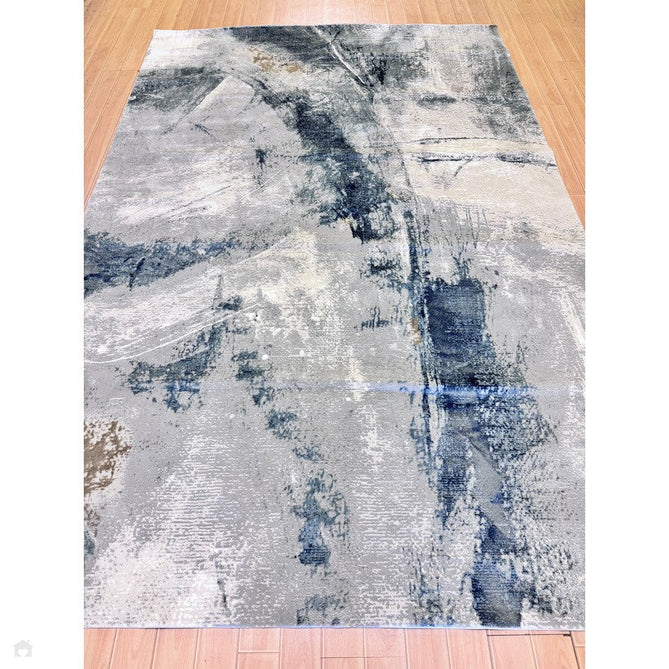 Stellar ST06 Modern Abstract Distressed Shimmer Hi-Low Textured Smooth Soft-Touch Polyblend Short Pile Blue/Grey/Cream/Beige Rug-Asiatic Carpets-Rug Love - The Most Loved Rug Store