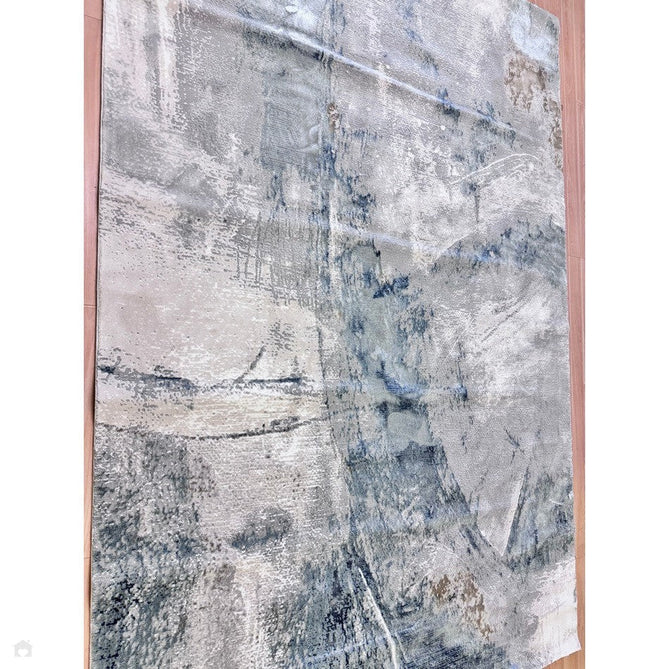 Stellar ST06 Modern Abstract Distressed Shimmer Hi-Low Textured Smooth Soft-Touch Polyblend Short Pile Blue/Grey/Cream/Beige Rug-Asiatic Carpets-Rug Love - The Most Loved Rug Store