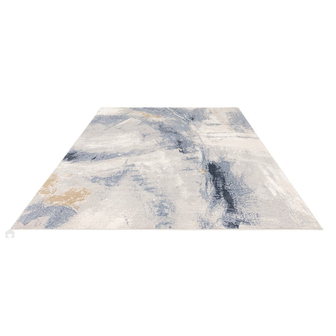 Stellar ST06 Modern Abstract Distressed Shimmer Hi-Low Textured Smooth Soft-Touch Polyblend Short Pile Blue/Grey/Cream/Beige Rug-Asiatic Carpets-Rug Love - The Most Loved Rug Store