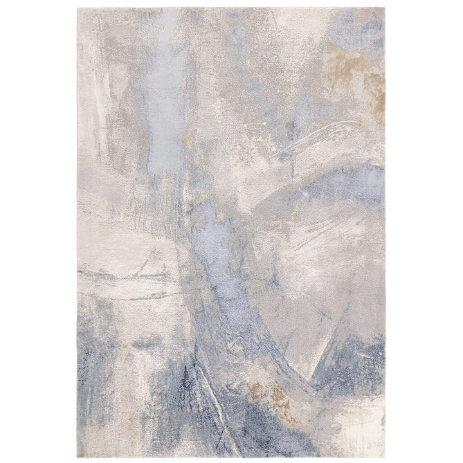 Stellar ST06 Modern Abstract Distressed Shimmer Hi-Low Textured Smooth Soft-Touch Polyblend Short Pile Blue/Grey/Cream/Beige Rug-Asiatic Carpets-Rug Love - The Most Loved Rug Store