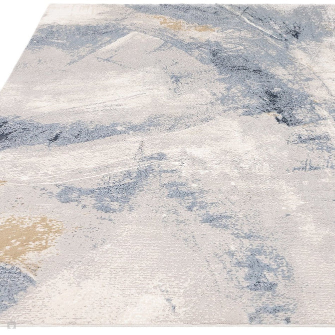 Stellar ST06 Modern Abstract Distressed Shimmer Hi-Low Textured Smooth Soft-Touch Polyblend Short Pile Blue/Grey/Cream/Beige Rug-Asiatic Carpets-Rug Love - The Most Loved Rug Store