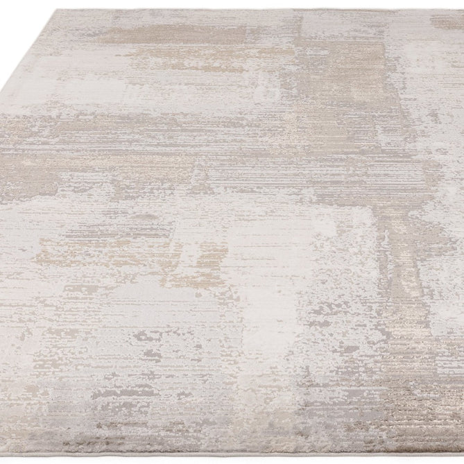 Stellar ST07 Modern Abstract Distressed Metallic Shimmer Hi-Low Textured Smooth Soft-Touch Polyester Low Profile Short Pile Grey/Beige/Cream Rug-Asiatic Carpets-Rug Love - The Most Loved Rug Store