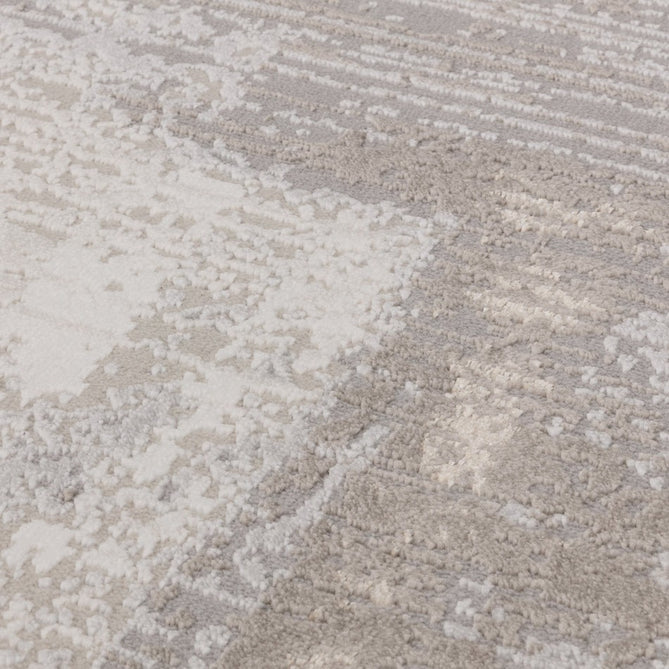 Stellar ST07 Modern Abstract Distressed Metallic Shimmer Hi-Low Textured Smooth Soft-Touch Polyester Low Profile Short Pile Grey/Beige/Cream Rug-Asiatic Carpets-Rug Love - The Most Loved Rug Store
