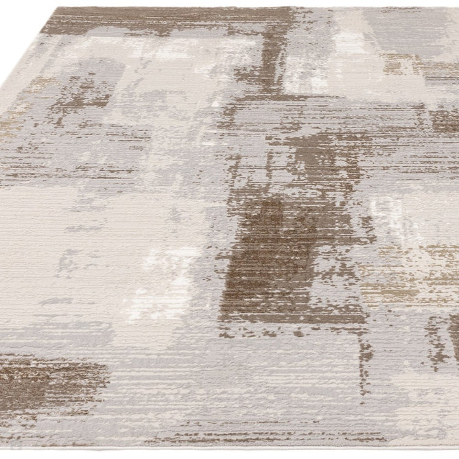 Stellar ST07 Modern Abstract Distressed Metallic Shimmer Hi-Low Textured Smooth Soft-Touch Polyester Low Profile Short Pile Grey/Beige/Cream Rug-Asiatic Carpets-Rug Love - The Most Loved Rug Store