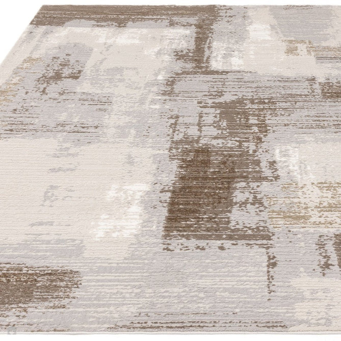 Stellar ST07 Modern Abstract Distressed Shimmer Hi-Low Textured Smooth Soft-Touch Polyblend Short Pile Grey/Beige/Cream Rug-Asiatic Carpets-Rug Love - The Most Loved Rug Store