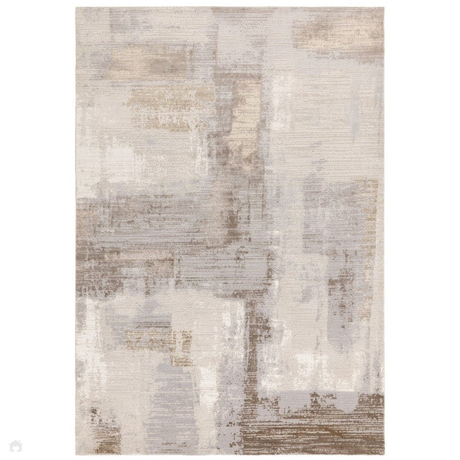 Stellar ST07 Modern Abstract Distressed Shimmer Hi-Low Textured Smooth Soft-Touch Polyblend Short Pile Grey/Beige/Cream Rug-Asiatic Carpets-Rug Love - The Most Loved Rug Store