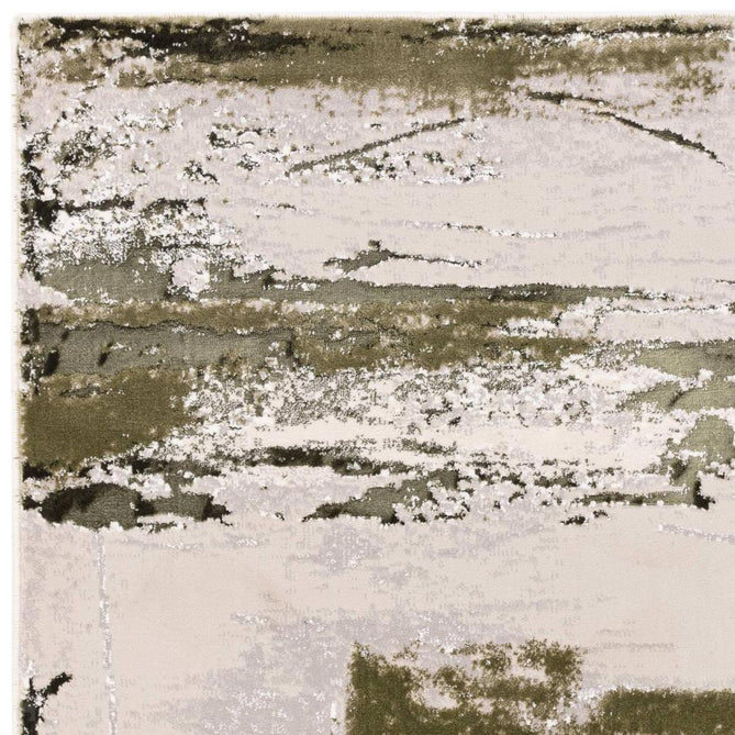 Stellar ST08 Modern Abstract Distressed Metallic Shimmer Hi-Low Textured Smooth Soft-Touch Polyester Low Profile Short Pile Stone Grey/Green/Beige/Cream/Charcoal Rug-Asiatic Carpets-Rug Love - The Most Loved Rug Store