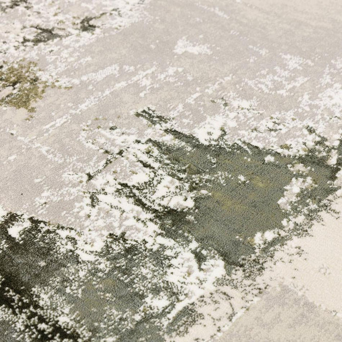 Stellar ST08 Modern Abstract Distressed Metallic Shimmer Hi-Low Textured Smooth Soft-Touch Polyester Low Profile Short Pile Stone Grey/Green/Beige/Cream/Charcoal Rug-Asiatic Carpets-Rug Love - The Most Loved Rug Store