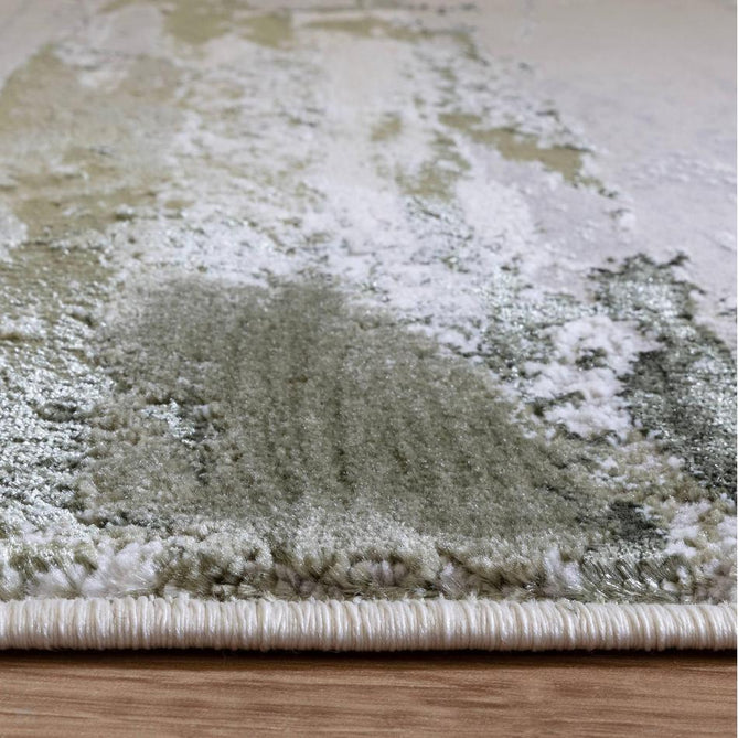Stellar ST08 Modern Abstract Distressed Metallic Shimmer Hi-Low Textured Smooth Soft-Touch Polyester Low Profile Short Pile Stone Grey/Green/Beige/Cream/Charcoal Rug-Asiatic Carpets-Rug Love - The Most Loved Rug Store