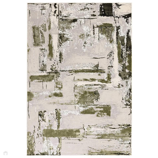Stellar ST08 Modern Abstract Distressed Metallic Shimmer Hi-Low Textured Smooth Soft-Touch Polyester Low Profile Short Pile Stone Grey/Green/Beige/Cream/Charcoal Rug-Asiatic Carpets-Rug Love - The Most Loved Rug Store