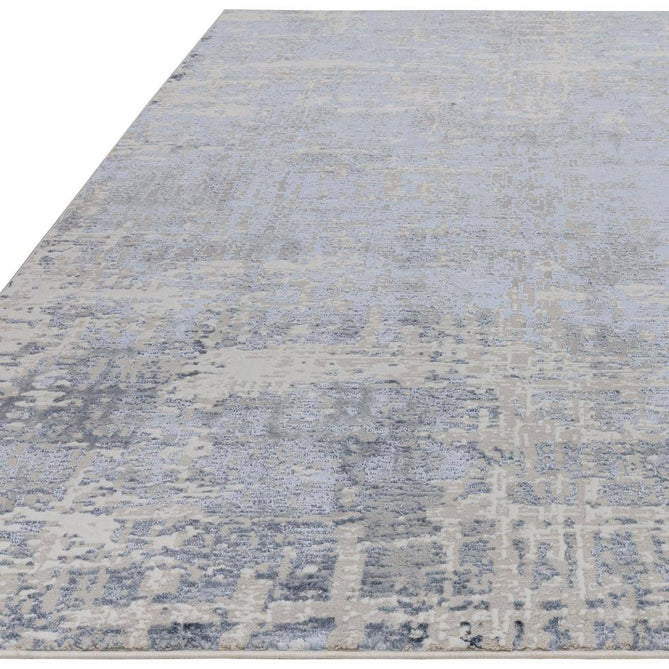 Stellar ST09 Modern Abstract Distressed Metallic Shimmer Hi-Low Textured Smooth Soft-Touch Polyester Low Profile Short Pile Steel Blue/Ivory/Beige/Grey Rug-Asiatic Carpets-Rug Love - The Most Loved Rug Store