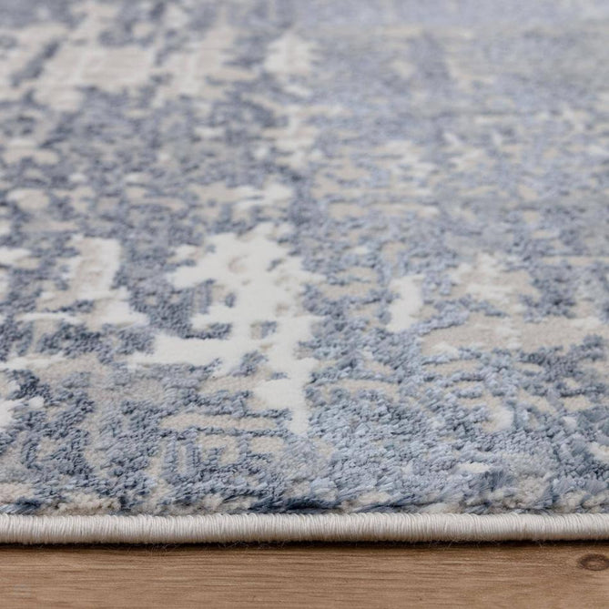 Stellar ST09 Modern Abstract Distressed Metallic Shimmer Hi-Low Textured Smooth Soft-Touch Polyester Low Profile Short Pile Steel Blue/Ivory/Beige/Grey Rug-Asiatic Carpets-Rug Love - The Most Loved Rug Store