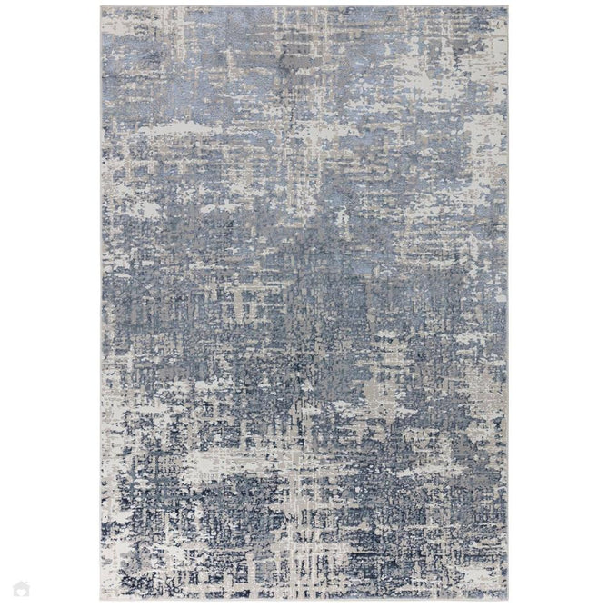 Stellar ST09 Modern Abstract Distressed Metallic Shimmer Hi-Low Textured Smooth Soft-Touch Polyester Low Profile Short Pile Steel Blue/Ivory/Beige/Grey Rug-Asiatic Carpets-Rug Love - The Most Loved Rug Store