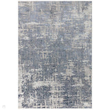 Stellar ST09 Modern Abstract Distressed Metallic Shimmer Hi-Low Textured Smooth Soft-Touch Polyester Low Profile Short Pile Steel Blue/Ivory/Beige/Grey Rug