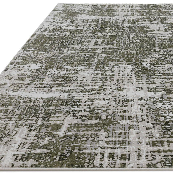 Stellar ST10 Modern Abstract Distressed Metallic Shimmer Hi-Low Textured Smooth Soft-Touch Polyester Low Profile Short Pile Green/Light Taupe/Ivory/Beige/Pale Grey Rug-Asiatic Carpets-Rug Love - The Most Loved Rug Store