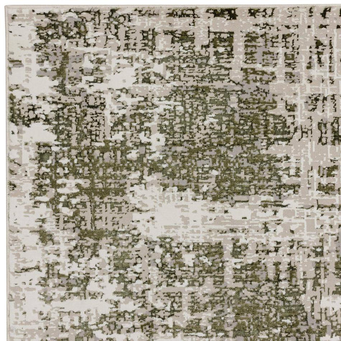Stellar ST10 Modern Abstract Distressed Metallic Shimmer Hi-Low Textured Smooth Soft-Touch Polyester Low Profile Short Pile Green/Light Taupe/Ivory/Beige/Pale Grey Rug-Asiatic Carpets-Rug Love - The Most Loved Rug Store