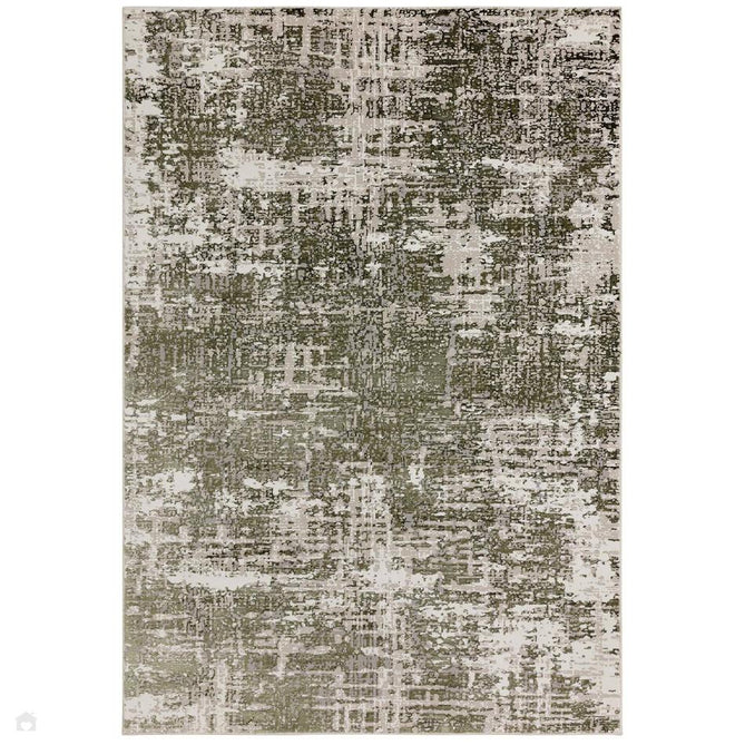Stellar ST10 Modern Abstract Distressed Metallic Shimmer Hi-Low Textured Smooth Soft-Touch Polyester Low Profile Short Pile Green/Light Taupe/Ivory/Beige/Pale Grey Rug-Asiatic Carpets-Rug Love - The Most Loved Rug Store