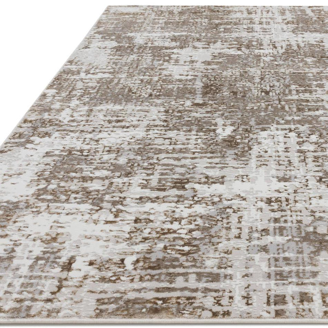 Stellar ST11 Modern Abstract Distressed Metallic Shimmer Hi-Low Textured Smooth Soft-Touch Polyester Low Profile Short Pile Taupe Beige/Stone Grey/Ivory/Warm Beige Rug-Asiatic Carpets-Rug Love - The Most Loved Rug Store
