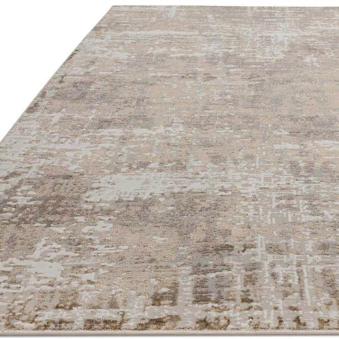 Stellar ST11 Modern Abstract Distressed Metallic Shimmer Hi-Low Textured Smooth Soft-Touch Polyester Low Profile Short Pile Taupe Beige/Stone Grey/Ivory/Warm Beige Rug-Asiatic Carpets-Rug Love - The Most Loved Rug Store