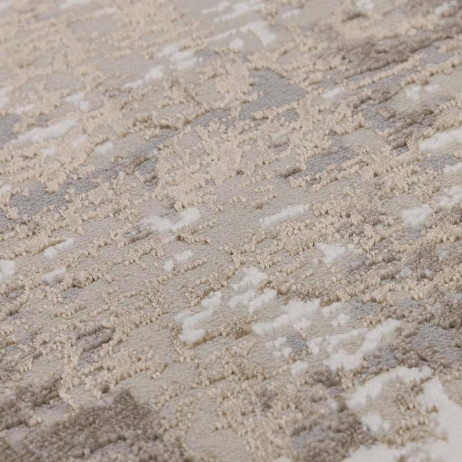 Stellar ST11 Modern Abstract Distressed Metallic Shimmer Hi-Low Textured Smooth Soft-Touch Polyester Low Profile Short Pile Taupe Beige/Stone Grey/Ivory/Warm Beige Rug-Asiatic Carpets-Rug Love - The Most Loved Rug Store