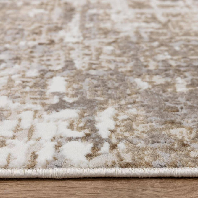 Stellar ST11 Modern Abstract Distressed Metallic Shimmer Hi-Low Textured Smooth Soft-Touch Polyester Low Profile Short Pile Taupe Beige/Stone Grey/Ivory/Warm Beige Rug-Asiatic Carpets-Rug Love - The Most Loved Rug Store