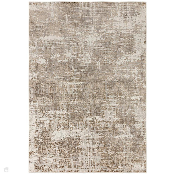 Stellar ST11 Modern Abstract Distressed Metallic Shimmer Hi-Low Textured Smooth Soft-Touch Polyester Low Profile Short Pile Taupe Beige/Stone Grey/Ivory/Warm Beige Rug-Asiatic Carpets-Rug Love - The Most Loved Rug Store