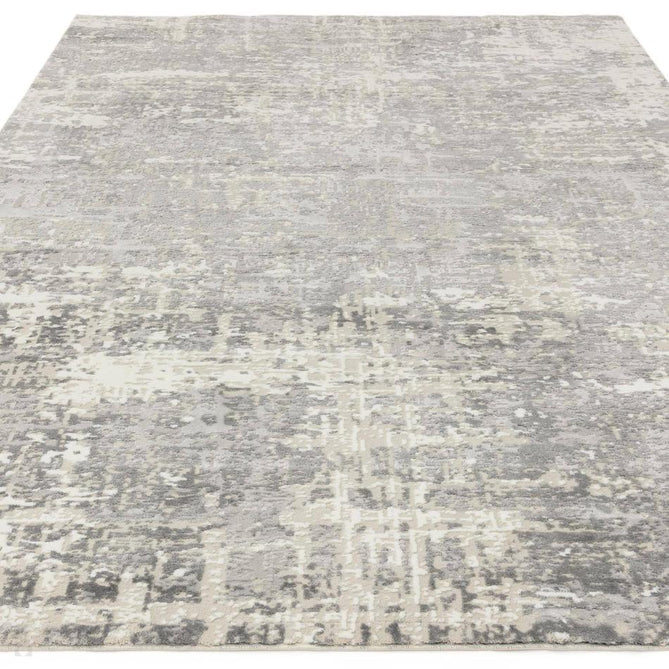 Stellar ST12 Modern Abstract Distressed Metallic Shimmer Hi-Low Textured Smooth Soft-Touch Polyester Low Profile Short Pile Soft Grey/Ivory/Pale Taupe/Steel Grey Rug-Asiatic Carpets-Rug Love - The Most Loved Rug Store
