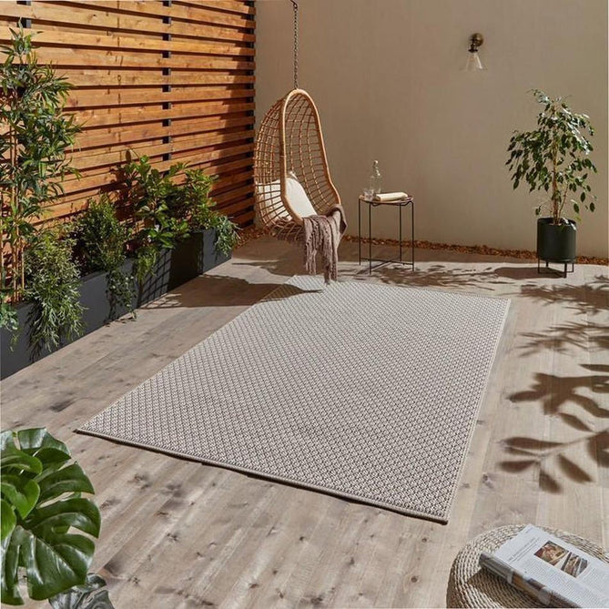 Stitch 9682 Durable Stain-Resistant Weatherproof Flatweave In-Outdoor Beige/Black Rug-Think Rugs-Rug Love - The Most Loved Rug Store