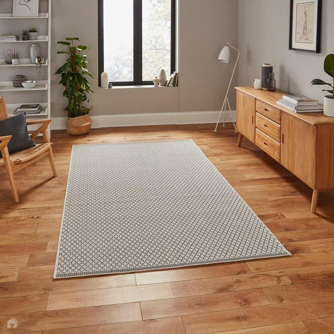 Stitch 9682 Durable Stain-Resistant Weatherproof Flatweave In-Outdoor Beige/Black Rug-Think Rugs-Rug Love - The Most Loved Rug Store