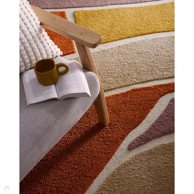 Strata Modern Plain Abstract Blocks Soft-Touch Hand-Tufted Carved Textured Hi-Lo Wool/Polyester Blend Terracotta/Ochre/Taupe/Beige/Ivory/Mauve Taupe Rug-Origins-Rug Love - The Most Loved Rug Store