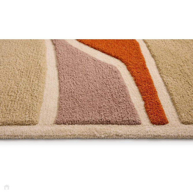Strata Modern Plain Abstract Blocks Soft-Touch Hand-Tufted Carved Textured Hi-Lo Wool/Polyester Blend Terracotta/Ochre/Taupe/Beige/Ivory/Mauve Taupe Rug-Origins-Rug Love - The Most Loved Rug Store