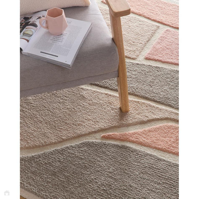 Strata Modern Plain Abstract Blocks Soft-Touch Hand-Tufted Carved Textured Hi-Lo Wool/Polyester Blend Warm Grey/Beige/Blush/Peachy Nude/Ivory Rug-Origins-Rug Love - The Most Loved Rug Store